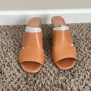 Madewell heeled brown cut out mules size 9.5